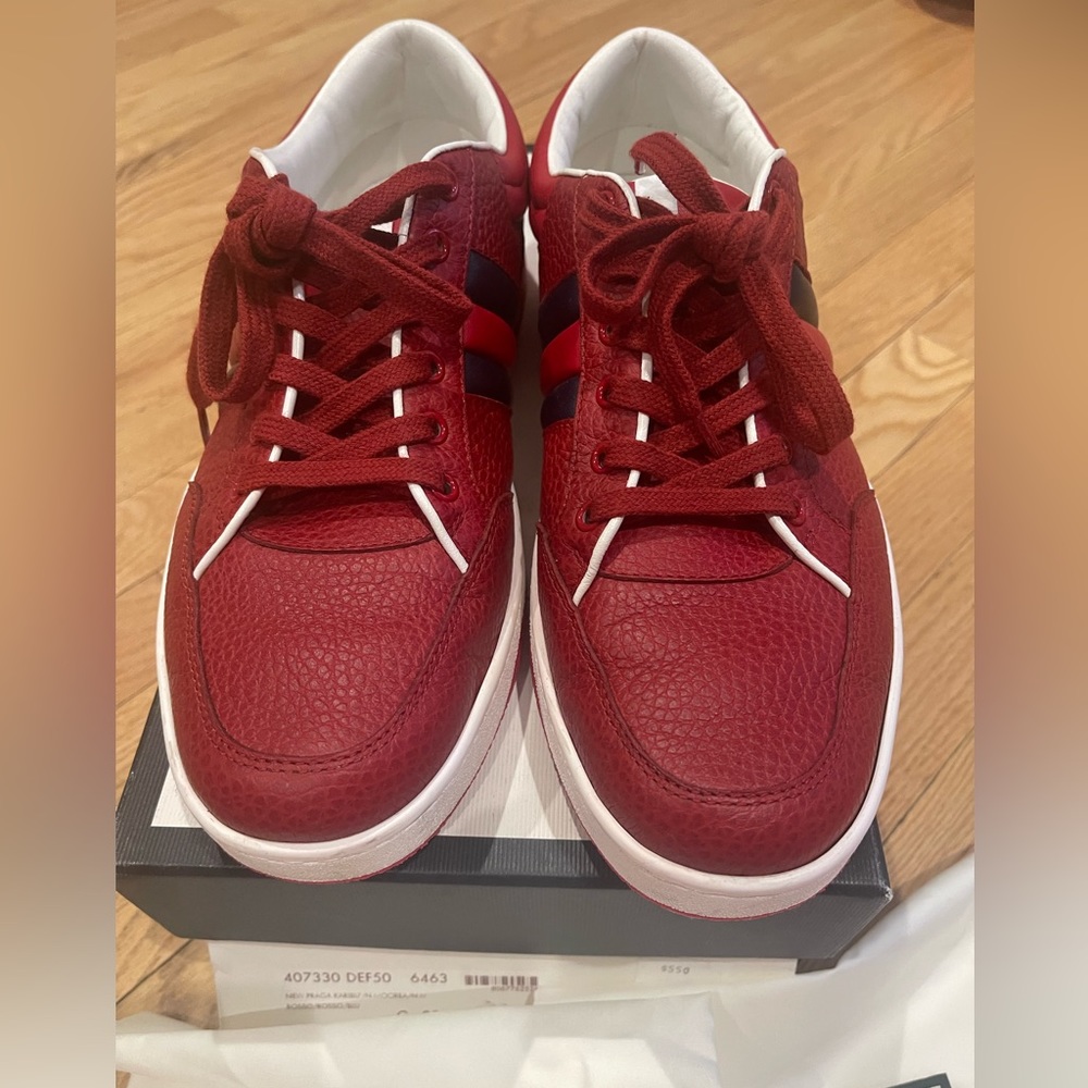 SOLD Gucci Ronnie Low-Top Sneakers in Red Leather Gucci Size 9 US Size 9.5 - Picture 2 of 11